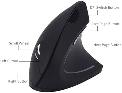 Fonicer Type C Vertical Wireless Mouse, 2.4G USB C Wireless Mouse, Ergonomic Mouse with Type C Receiver for MacBook, Computer, Laptop and All Type C Devices (Black)