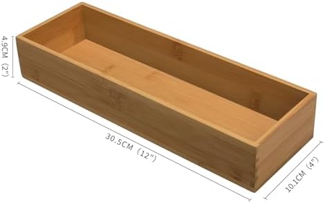 Bamboo Drawer Organizer - Kitchen Drawer Utensil Organizer Office Supplies Desk Organizer Makeup Silverware Tray Flatware Organization 12"*4"*2"