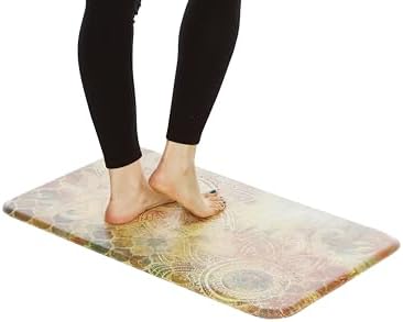 J&V TEXTILES Anti Fatigue Cushioned Comfort Mat, Ergonomically Durable, Supportive, Padded, Thick and Washable, Stain-Resistant, Kitchen, Garage, Office Standing Desk Mats (Boho Study Floral)*