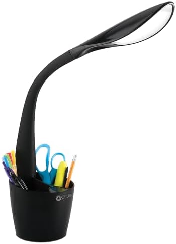 OttLite Organizer LED Desk Lamp with Storage Compartment, Black