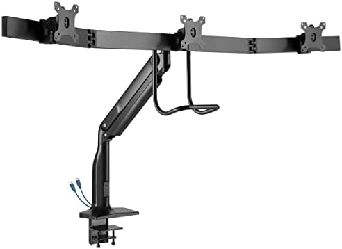 Tripp Lite Safe-IT Precision-Placement Triple 17-32 inch Monitor Desktop Mount, 90-Degree Rotation, Cable Management Space, VESA-Compliant, 5-Year Warranty (DMPDT1732AM)