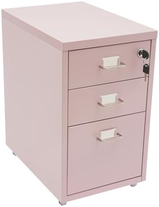 CNCEST 2-Drawer Vertical Metal File Cabinet Pink Lockable Rolling Casters