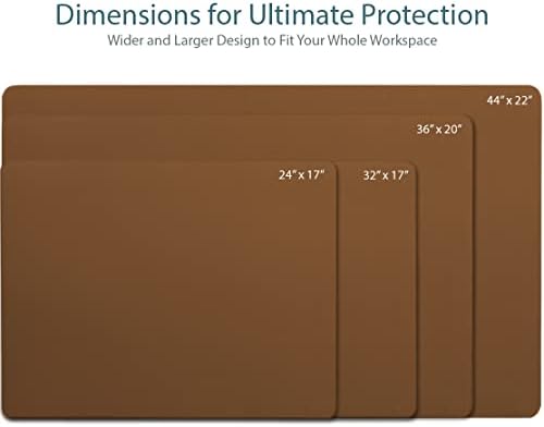 Vine Creations Leather Desk Pad - Large 36" x 20", Desk Protector with PU Leather, Mouse Pad, Blotter for Office (Brown)