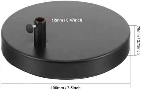 TEHAUX Weighted Desk Lamp Base Only, 7.5" Solid Iron Replacement Table Lamp Mounting Stand for Swing Arm Light, Magnifying Glass & Mic Mount, 12mm Hole (Black)