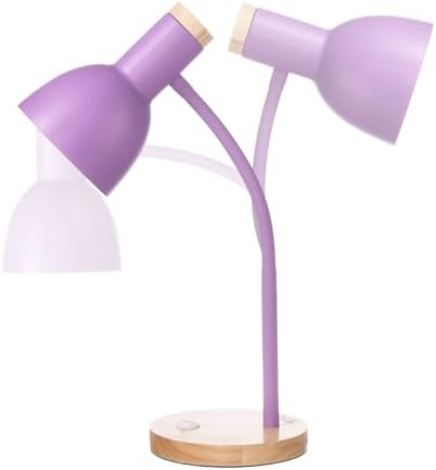 Adjustable Wooden Desk Lamp,Metal Shade Flexible Neck Table Lamp