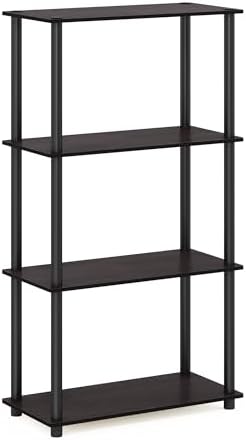 Furinno Turn-N-Tube Toolless 4-Tier Storage Shelves, Walnut