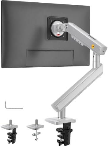 NB SmooVex™ Single Computer Monitor Mount, Monitor Stand fits up to 32 Inch, Mechanical Spring Monitor Arm, VESA 75/100 mm, Model-A5 (Silver)