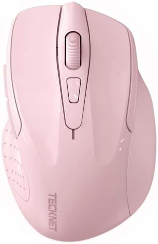 TECKNET Wireless Mouse, BT 5.0/2.4G, Silent 4800 DPI 6 Buttons, Pink