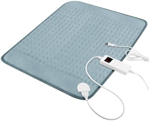 Heating Pad for Period Cramps, Electric Heating Pad for Neck & Shoulders & Back with 6 Heating & 4 Timer Setting, Christmas Gift for Women, Girl, Sister, Her(Gray, 20'' x 24'')