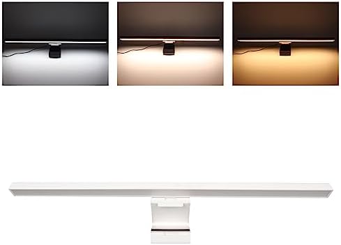Monitor Light Bar Desk Light Bar 3 Switchable Light Modes Stepless Dimmable Touch Control Computer Screen Light Bar for Office Home White (White)