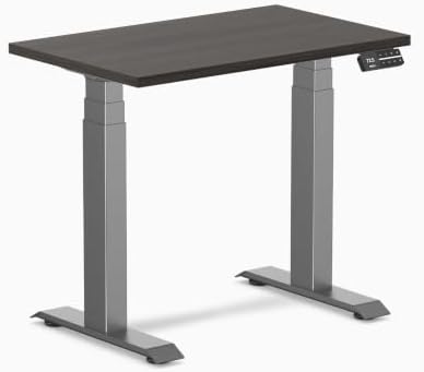 Desky Dual Mini Sit Stand Desk Burnished Wood 32" Space Gray