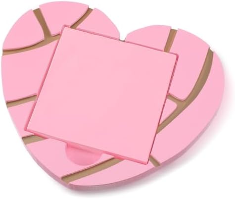Mexican Concha Heart Sticky Note Holder Pink Notepad Dispenser