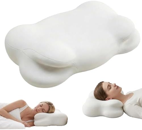 Cloud Pillow, Ergonomic Memory Foam Cervical Neck Support Pillow with Breathable Pillowcase, Adjustable Dual-Height Design for Side Back Stomach Sleepers