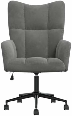 Dark Gray Velvet Relaxing Chair with Adjustable Height and Swivel