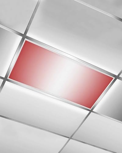 Red Magnetic Fluorescent Light Covers for Ceiling Lights 2 x 4 Feet,Minimalist White Stripes Contemporary Striped Office Classroom Kitchen Drop Ceiling Light Covers Lighting Filters Shade Panel 1 Pack