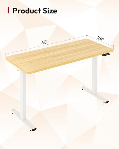 SANODESK One-Piece 1'' Thick Height Adjustable Standing Desk 60''x24''