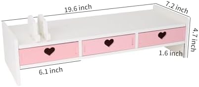 Cute Monitor Stand Kawaii Desk Organizer Cute Desk Organizer with Drawers Monitor Riser Computer Stand
