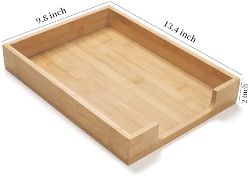 Bamboo Letter Tray, Wood Desk Tray, Wooden Desk Organizer, A4 Paper, Document, File, Mail, Magazine Storage Basket for Office, Classroom, Home Desktop