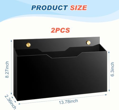 Feifeiya 2 Pcs Black Acrylic File Holder Wall Mount, 14"x8.3"x2.4"