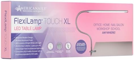 Americanails FlexiLamp Touch XL - LED Table Desk Lamp - Removable Clamp - Adjustable Lighting for Nail Stations - Manicure Table Light - Flexible Arm – 3 Brightness Levels - Touch Sensor - 400 Lumens