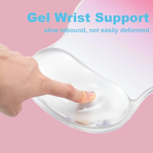 Gradient Pink Mouse Pad with Gel Wrist Rest Support, Ergonomic Mousepad
