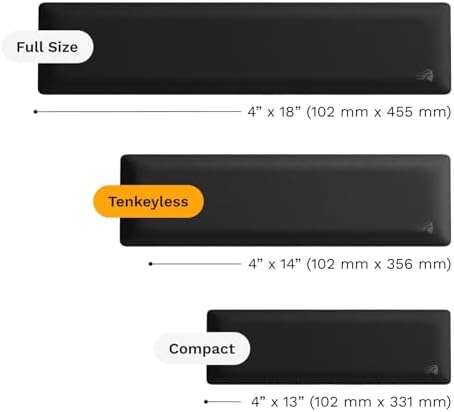Glorious Gaming Padded Keyboard Wrist Rest (TKL 25mm Thick) - Anti-Fray Stitched Edges, Smooth Cloth Surface, Anti-Slip Rubber Base, Medium Firmness, 360 x 100 x 25mm - Black