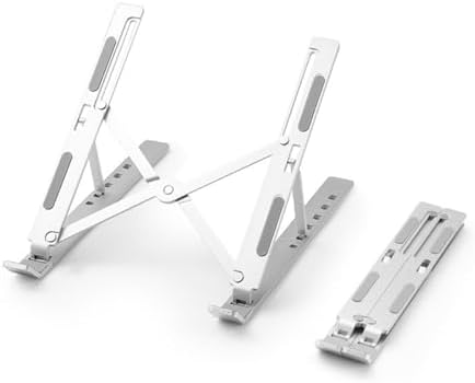 Foldable Laptop Stand, 7-Level Adjustable Aluminum Alloy Tablet Holder, Ultra-Thin Portable Notebook Riser for Desk, Office, Home, Travel (Silver,Aluminum Alloy)