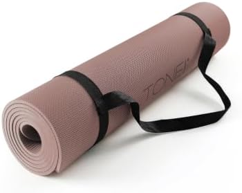 TONE Fitness 1/4" Yoga Mat, Non-Slip Exercise & Pilates Mat with Strap