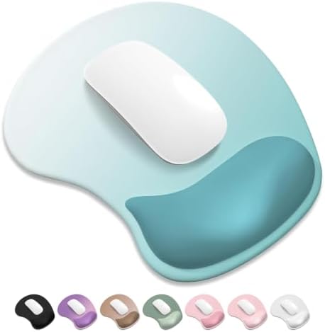 ITNRSIIET Ergonomic Mouse Pad, Cushioned Gel Wrist Rest, Non-Slip Base, Smooth Surface, Compatible with All Mice for Office & Gaming, Desk Accessory, 9.5 x 8.2 inch, Light Green