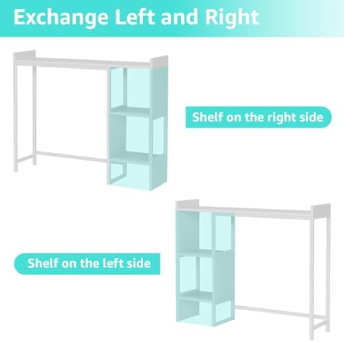 White 37" Desk Hutch for Table Top, Dorm Desk Bookshelf with Side Baffles, Desktop Organizer Shelf for Office & College, Monitor Riser Stand