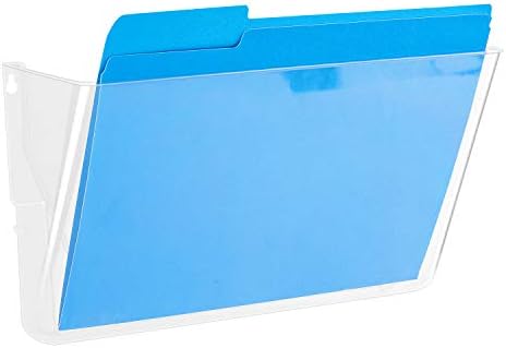 Amazon Basics Expandable Plastic Wall File Organizer, Hanging File Holder, Letter Size, 1-Pocket, Clear, Space Saving for Office Home