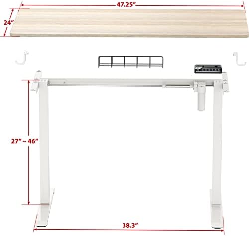 SHW 48-Inch Electric Height Adjustable Sit to Stand Desk, Maple