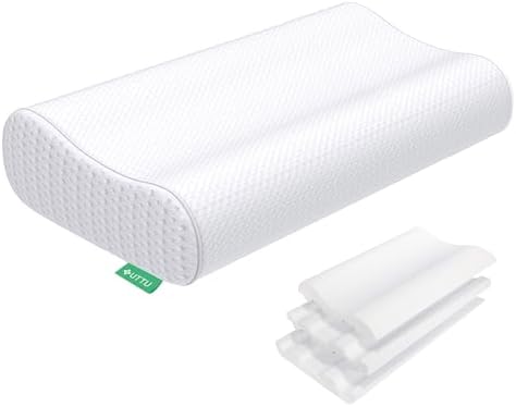 UTTU Cervical Pillow for Neck Pain Relief, Memory Foam Neck Pillow for Sleeping, Adjustable Orthopedic Sandwich Pillow, Contour Cooling for Side Back Stomach Sleeper, King(27.6"×15.7"×5.2"/4.5")