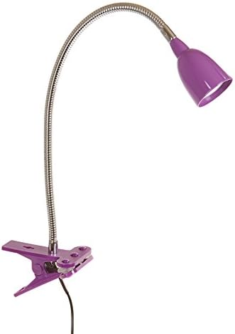 Newhouse Lighting LED Clip on Light/Clamp Lamp/Reading Book Light for Desk, Bed, Office, and Dorm Room, Purple