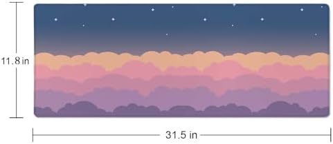 Gaming Mouse Pad Large,Cute Clouds Purple Mouse Pad Gaming Mouse Mat Desk Pad,31.5 x 11.8 Desk Mat Mouse Pads for Desk,Extended Keyboard Mousepad with Non-Slip Base and Stitched Edge