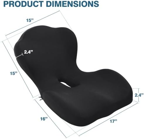 Office Chair Cushion with Lumbar Support Pillow Memory Foam Seat Cushions Ergonomic Dual Layer Integrated Back Pillow for Sciatica Pain Relief for Office Gaming Chair