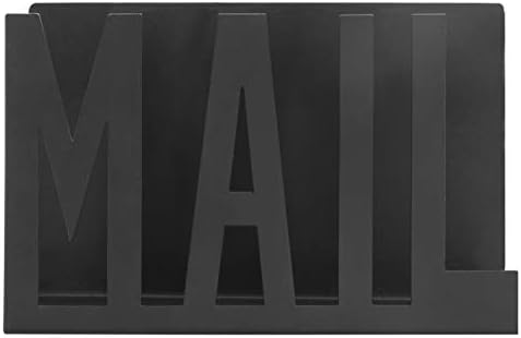 MyGift Modern Black Mail Holder Organizer with Cutout MAIL Lettering Design
