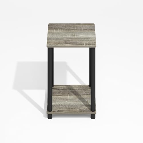 Furinno Modern Toolless 2-Tier Side Table, Open Shelf, Grey Oak