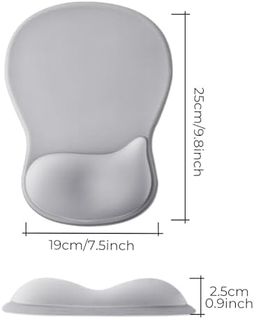 Gel Wrist Rest Mouse Pad, Ergonomic Mousepad with Wrist Support, Relieve Wrist Pain, Gaming Mousepad with Concave Design Cushion & Non-Slip PU Base, for Home Office Laptop Computer, Gray