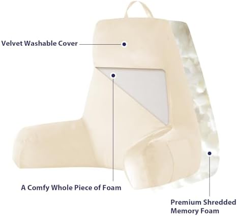 IPYNBAP Back Pillow for Bed Sitting up, Reading Pillow, 24 Inch, Beige