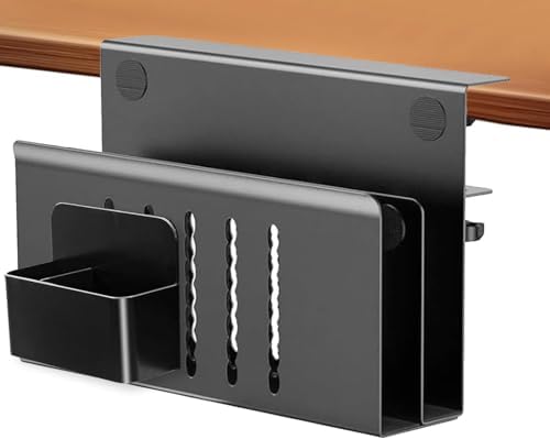2 Tie Desk Side Storage Organizer, Under Desk laptop holder