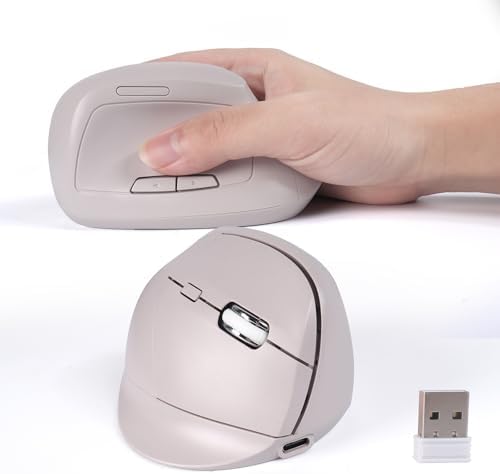 Bluetooth Wireless Vertical Mouse - Ergonomic Design, Rechargeable with Type-C, Silent Operation for Office and Home Use, Ideal for Professionals & Students (Gray)