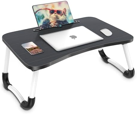 Zapuno Laptop Bed Desk, Foldable Laptop Tray Table with Tablet Slot, Lapdesk Laptop Stand for Bed Portable Standing Table for Bed Couch Floor
