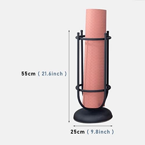 Free-Standing Corner Yoga Mat Holder & End Table, Foam Roller Storage Organizer for Yoga Sticks, Jump Ropes, Resistance Bands - Durable Iron Design