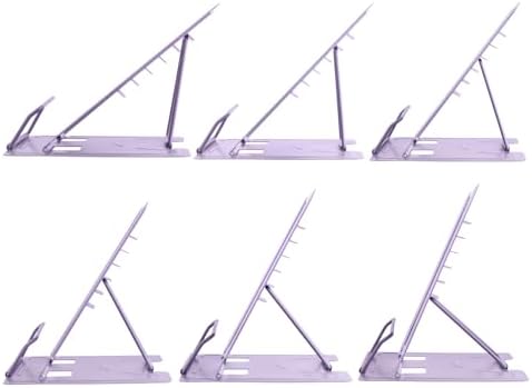 Honagu Book Stand Metal Desk Book Holder, Book Holders for Reading Hands Free, Adjustable Cookbook Documents Holder, Portable Bookstand for Music Books, Textbook, Recipe, Tablet, Ipad (Light Purple)