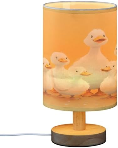 ALAZA White Duck Yellow Decor Bedside Table Lamp with USB Port for Bedroom Nightstand Office Desk LED Bulb Included