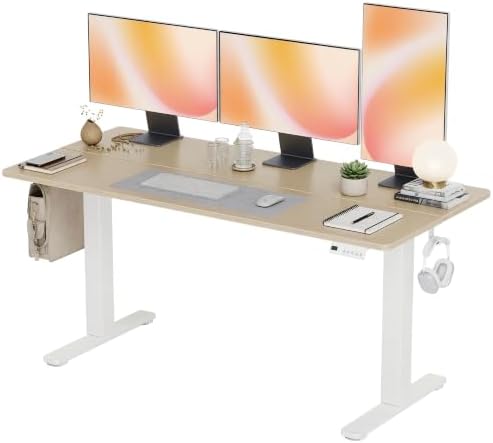 Claiks Electric Height Adjustable Standing Desk, 55x24 Inch, Nature