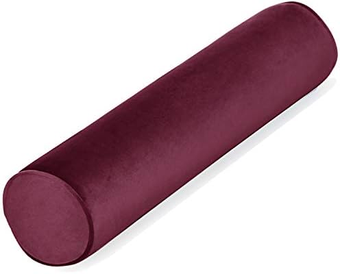 Tinbolunce Memory Foam Round Neck Pillow for Sleeping, Neck Pain Relief, Side Back Stomach Sleeper, Car or Office Chair Sofa,Cervical Bolster Length 24" x 6" Diameter (Burgundy Wine)