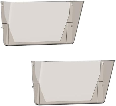 Gawerk Clear Acrylic Single Pocket, Plastic Hanging Wall Mount File Holder for Office Home (Gray, 2 Pack)