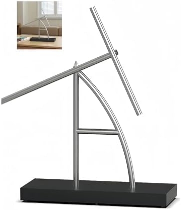 CulinaryEdge Kinetic Energy Sculpture Pendulum Ornament Desktop Pendant Silent Metal Desk Toy Chaotic Pendulum Battery Powered Desktop Decor for Office Home